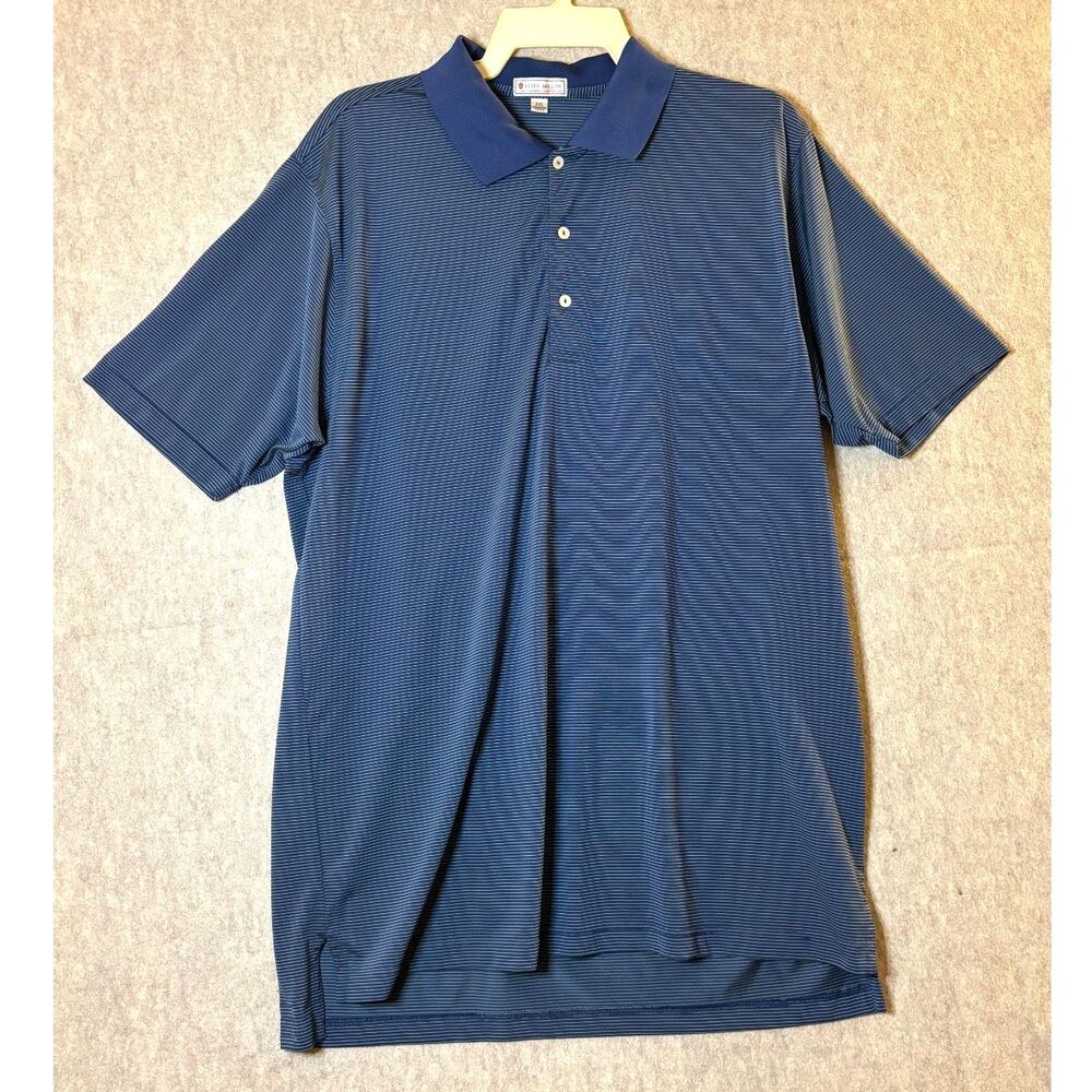 Peter Millar Summer Comfort XXL Blue Micro Stripe Golf Polo Cotton Performance